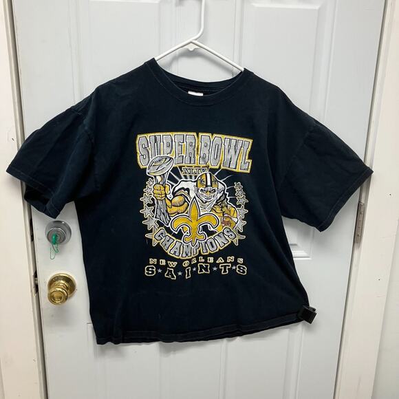 New Orleans Saints Super Bowl XLIV Champions Size XL Black T-shirt AAA3478DT - Picture 2 of 6